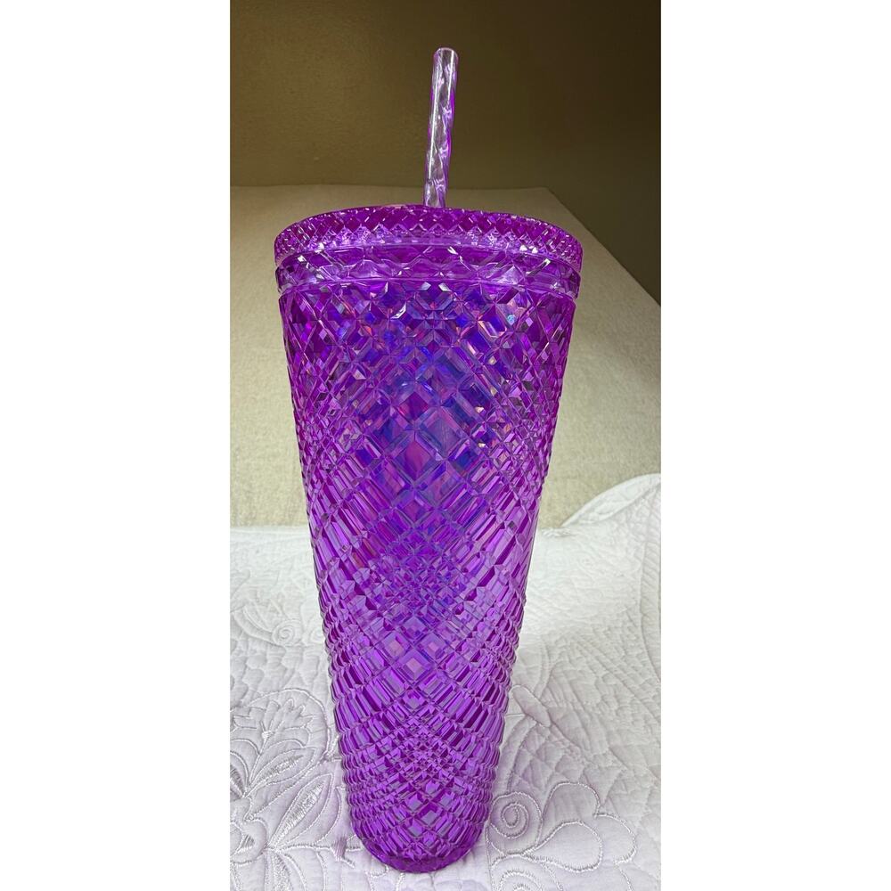 Starbucks Purple Jeweled Venti 24oz Tumbler Insulated Travel Cup Reusable Mug - Picture 7 of 8